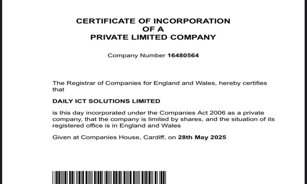 🌐 DAILY ICT SOLUTIONS Officially Incorporates in the United Kingdom! 🇬🇧